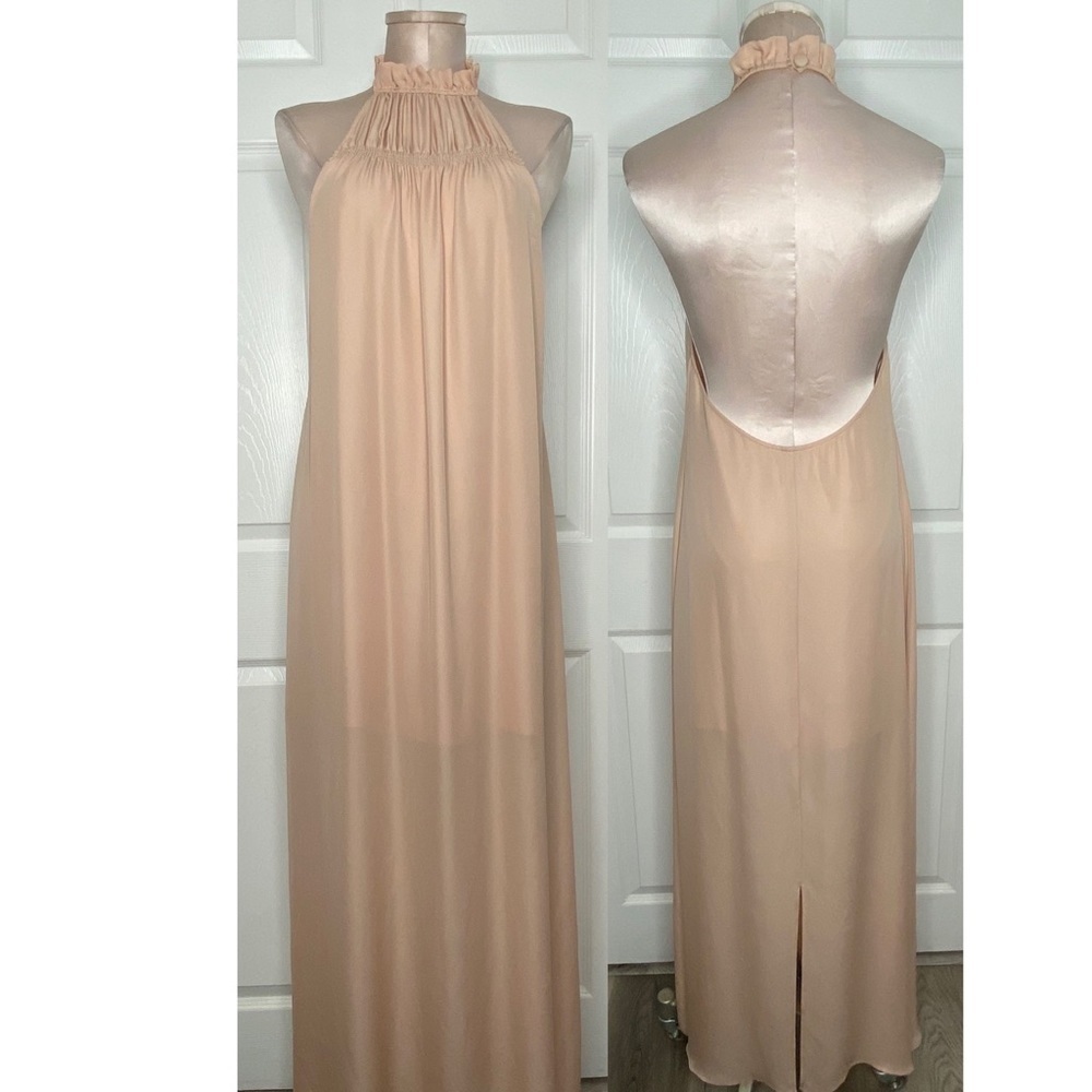 Stone Cold Fox Peach Pink Maxi Ruched Halter Maxi Dress